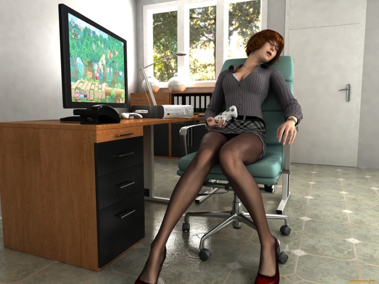 Компьютерные девушки в чулках