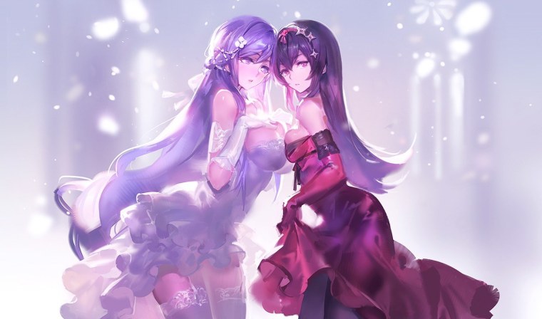 Фиолетовое платье аниме