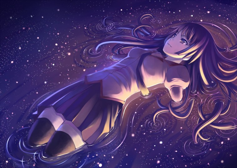 Аниме девочка ночью