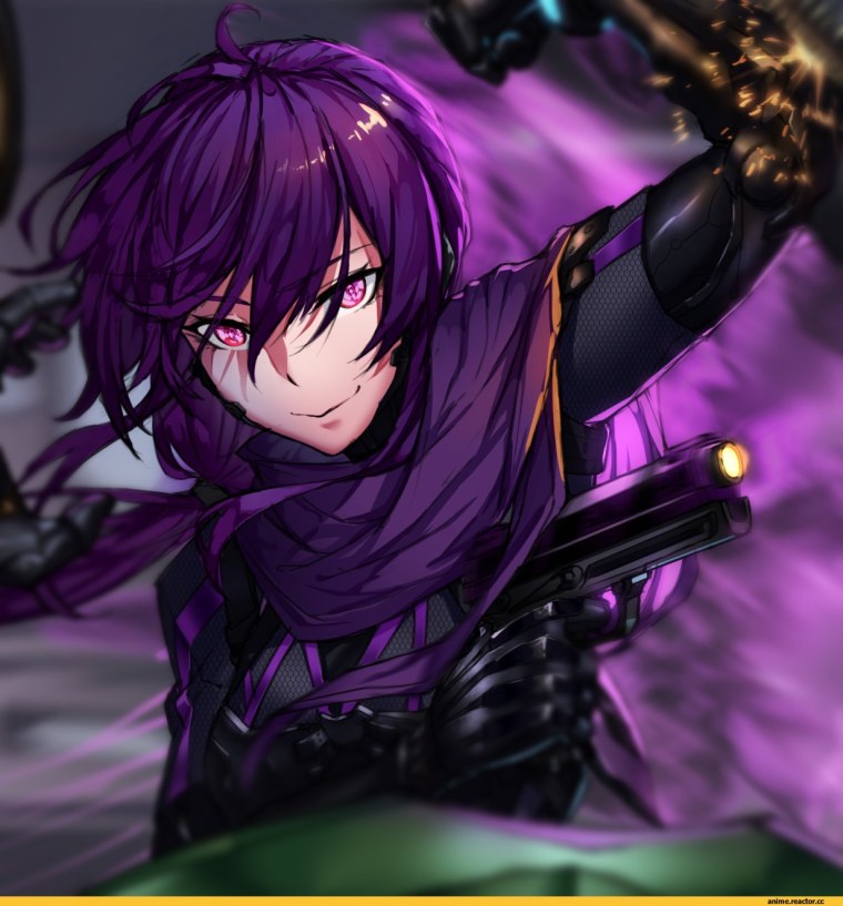 Парень с фиолетовыми волосами арт