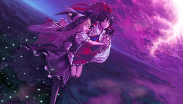 Аниме арт в фиолетовых тонах