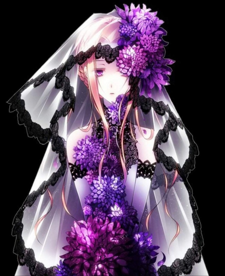 Аниме девушка фиолетовая
