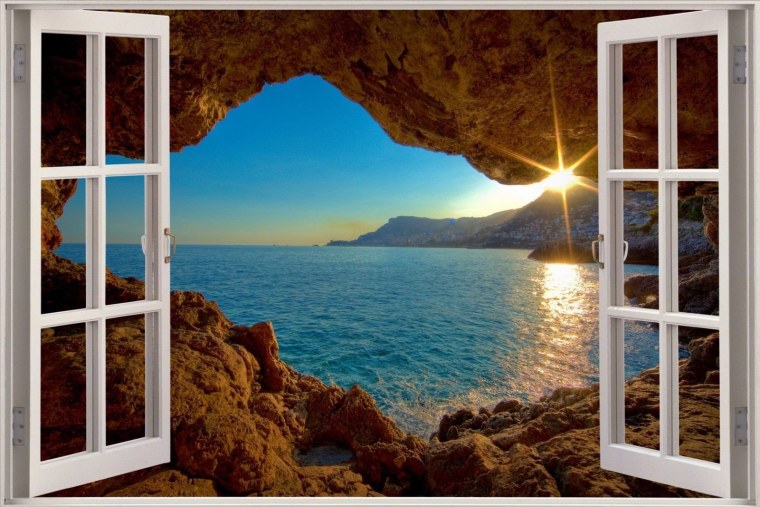 Фотообои окно, море