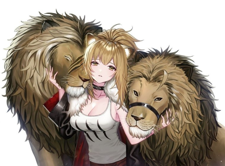 Девушка Лев арт аниме