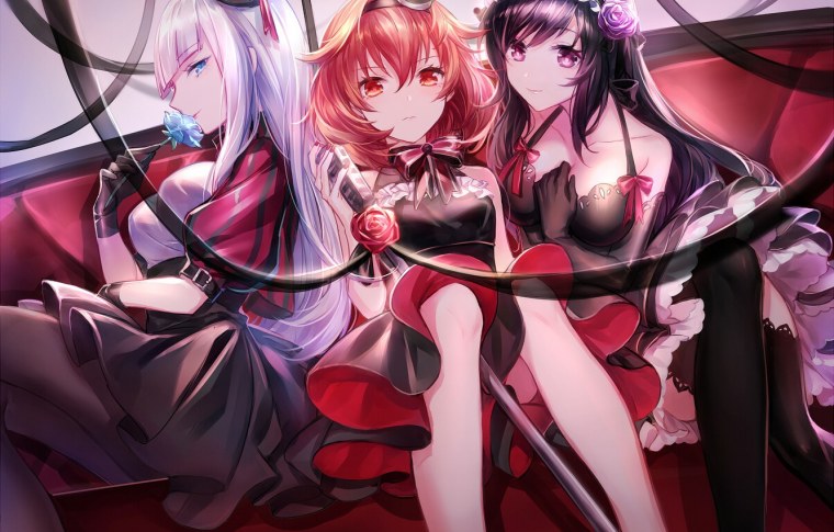 Арты аниме 3 девушки