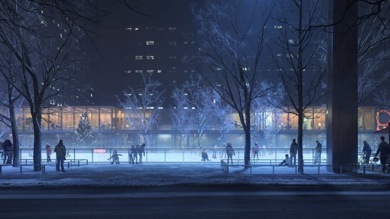 Снег на улице ночью