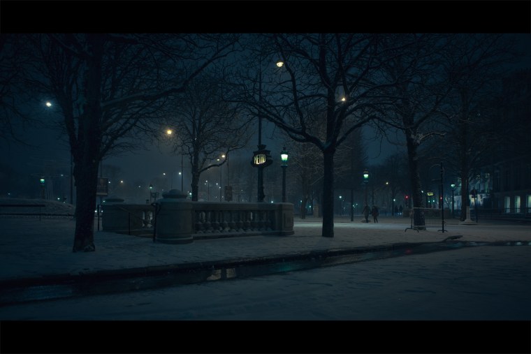 Зима ночью в городе Эстетика