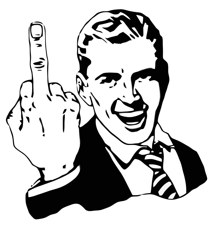 Человек показывает фак