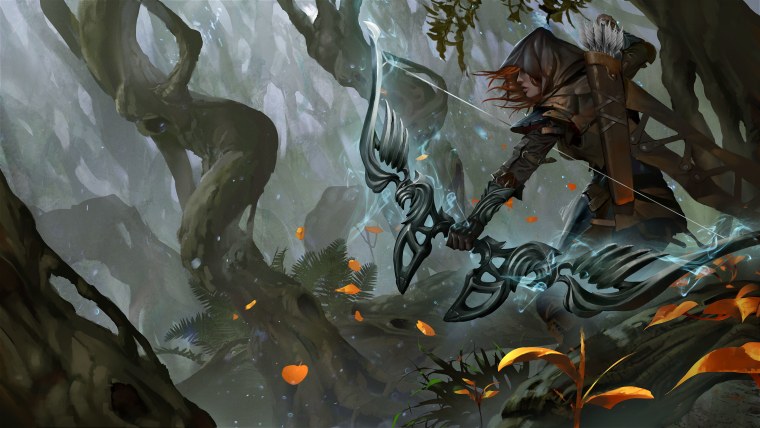 Лучник фэнтези арт лес лук