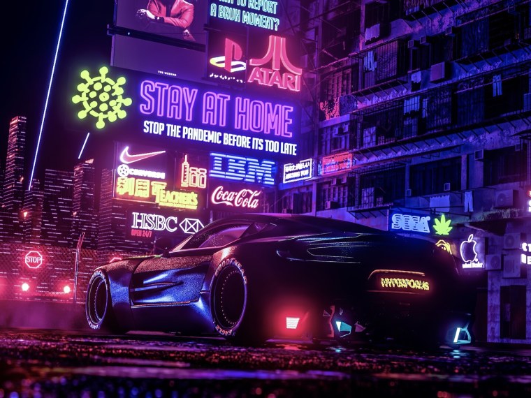 Cyberpunk 2077 машина неон