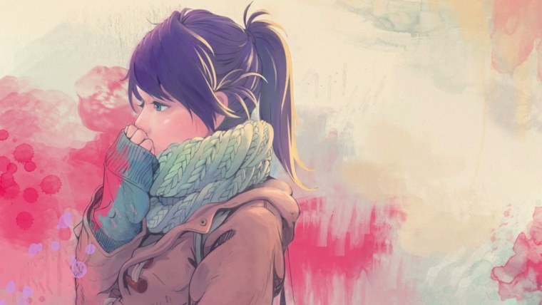 Девушка в шарфе арт