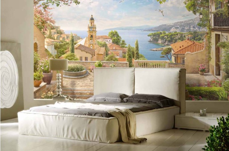 Фрески в интерьере спальни