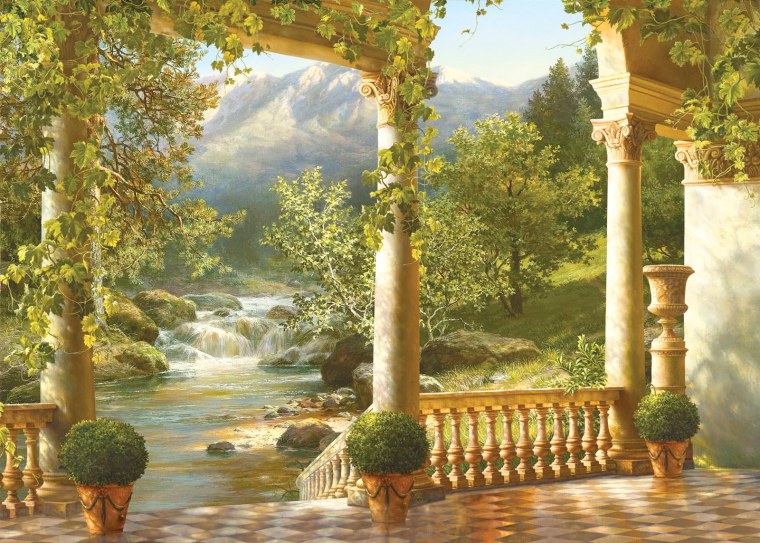 Фреска водопад в интерьере Affresco