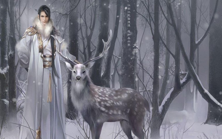 Эльфийка в зимнем лесу