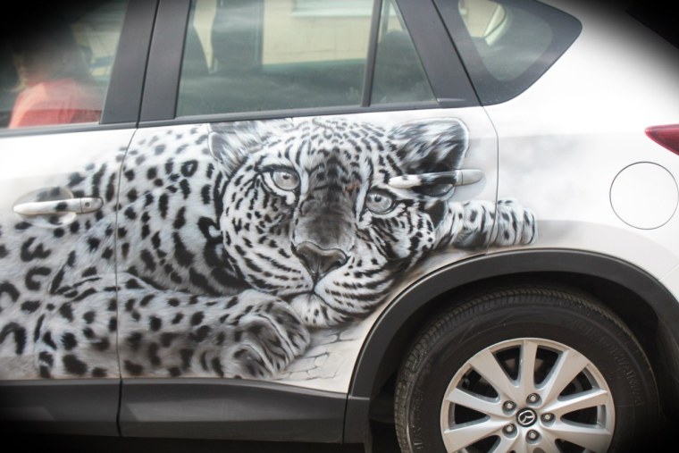 Аэрография на авто леопард