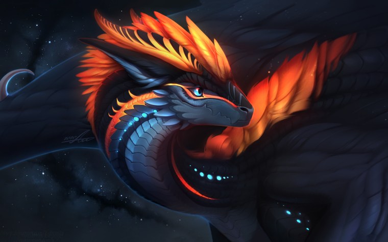 Оранжевый дракон арт