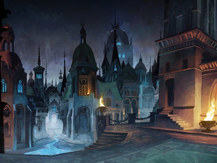 Фэнтезийный средневековый город арт