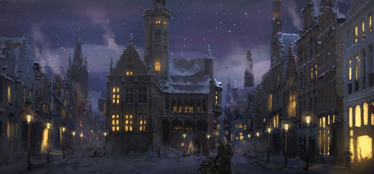 Деревня Хогсмид Гарри Поттер зима Рождество