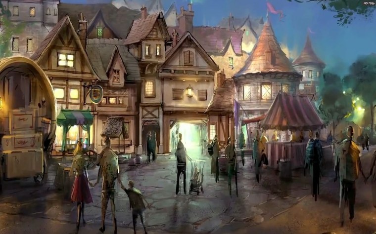 Рыночная площадь средневекового города арт