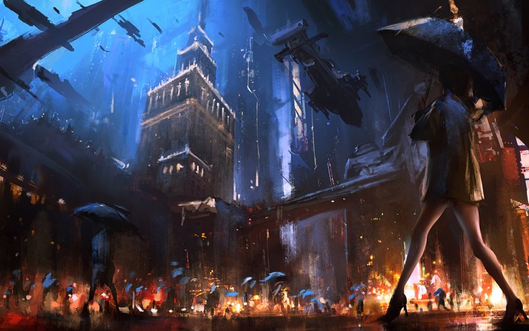 Человек в городе арт