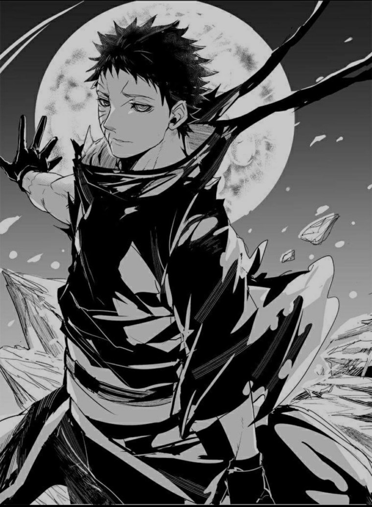 Какаши и Обито чёрно белый