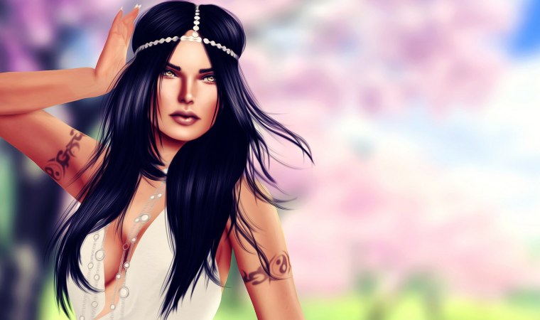 Девушка с пучком арт