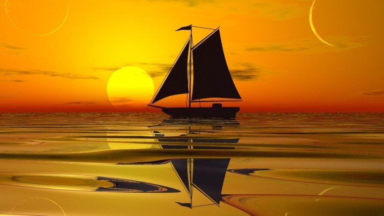 Море закат парусник