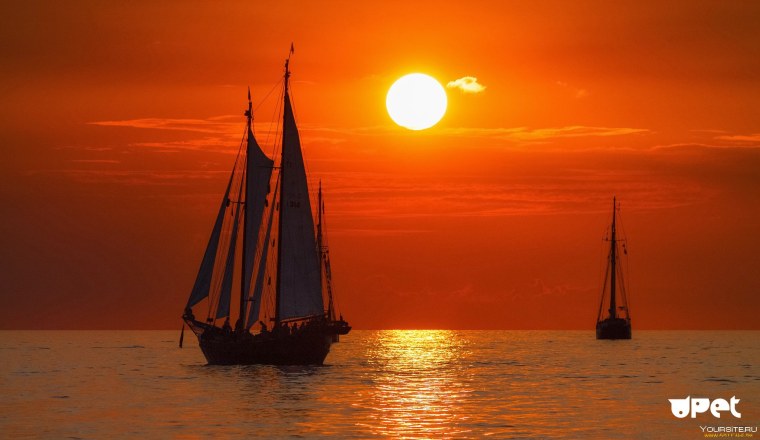 Море закат корабль