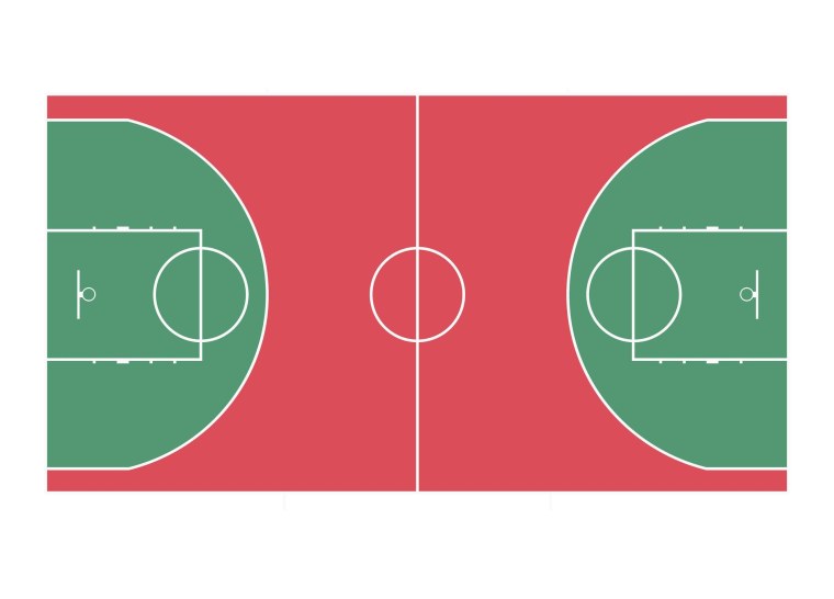 Баскетбольное поле с разметками вид сверху