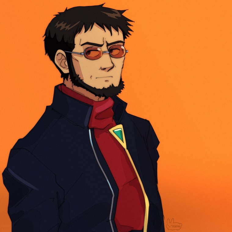 Гендо сидит далеко в тёмной комнате Евангелион