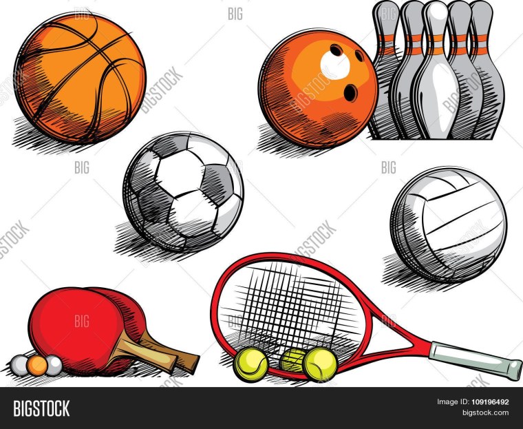 Спортинвентарь акварель