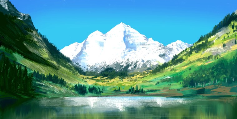 Озеро в горах арт