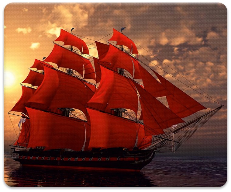 Корабль парусник с алыми парусами