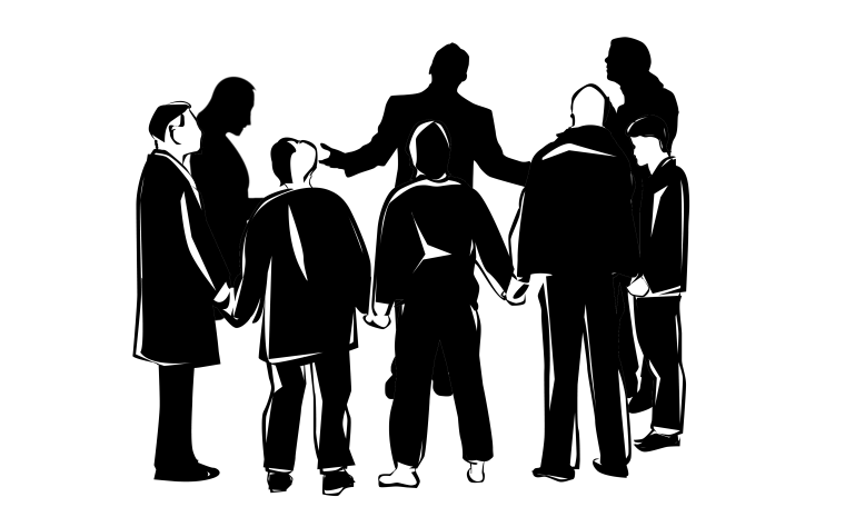 Силуэт компании людей