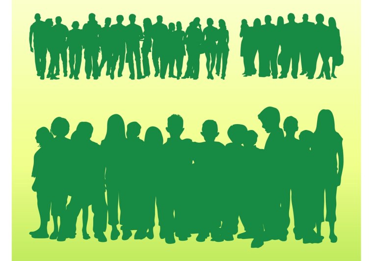 Силуэты толпы цветной