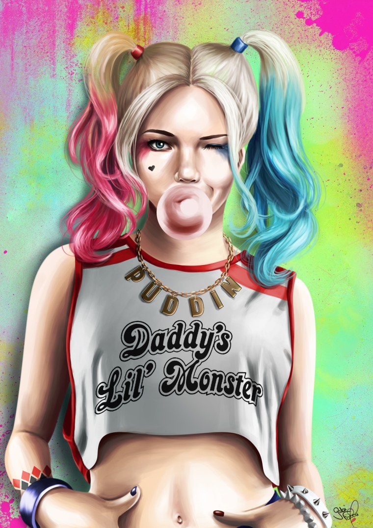 Харли Квинн арт с жвачкой