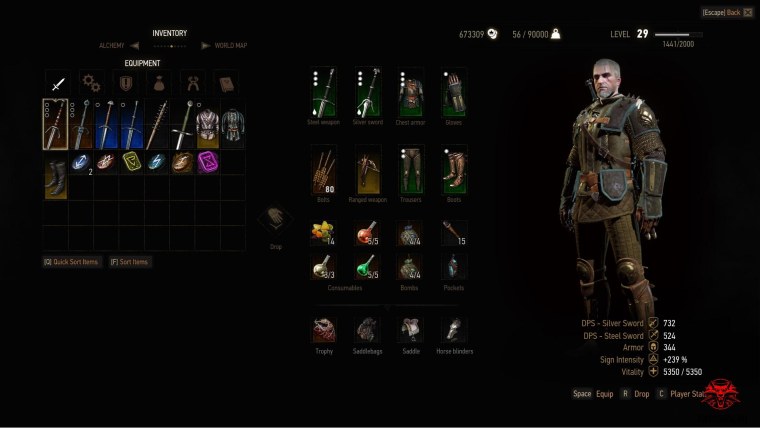 Ведьмак 3 инвентарь на ПК