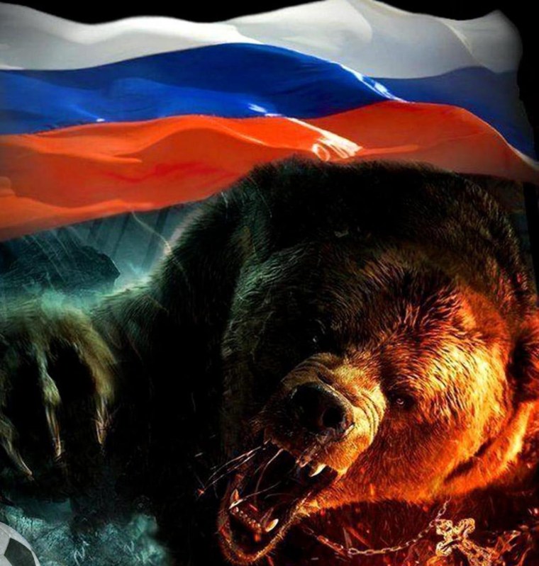 Русский флаг с медведем