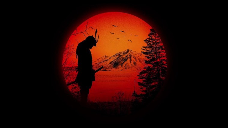 Самурай на фоне заката