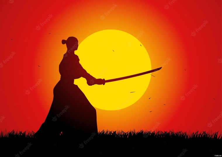 Самурай с красной луной