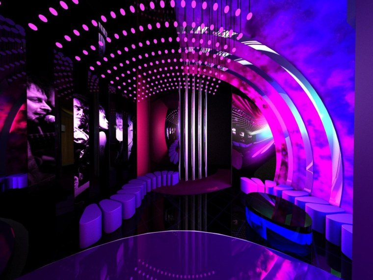 Бар с неоновой вывеской