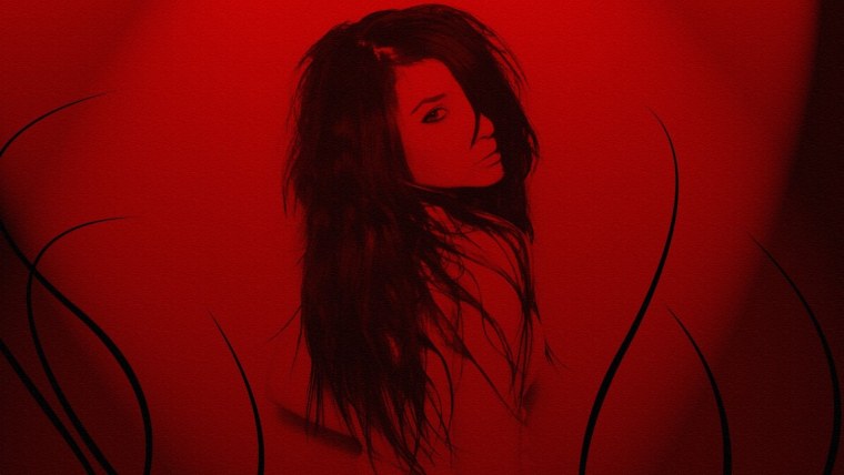 Девушка на Красном фоне арт