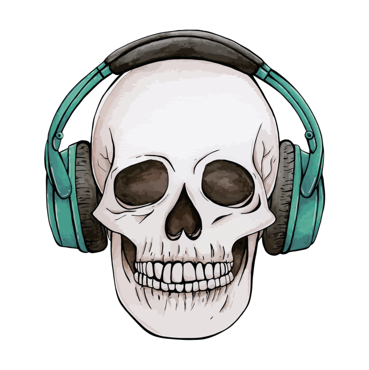 Череп в наушниках
