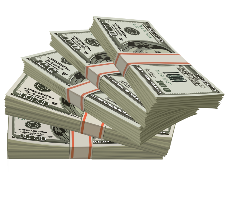 Стопка денег без фона