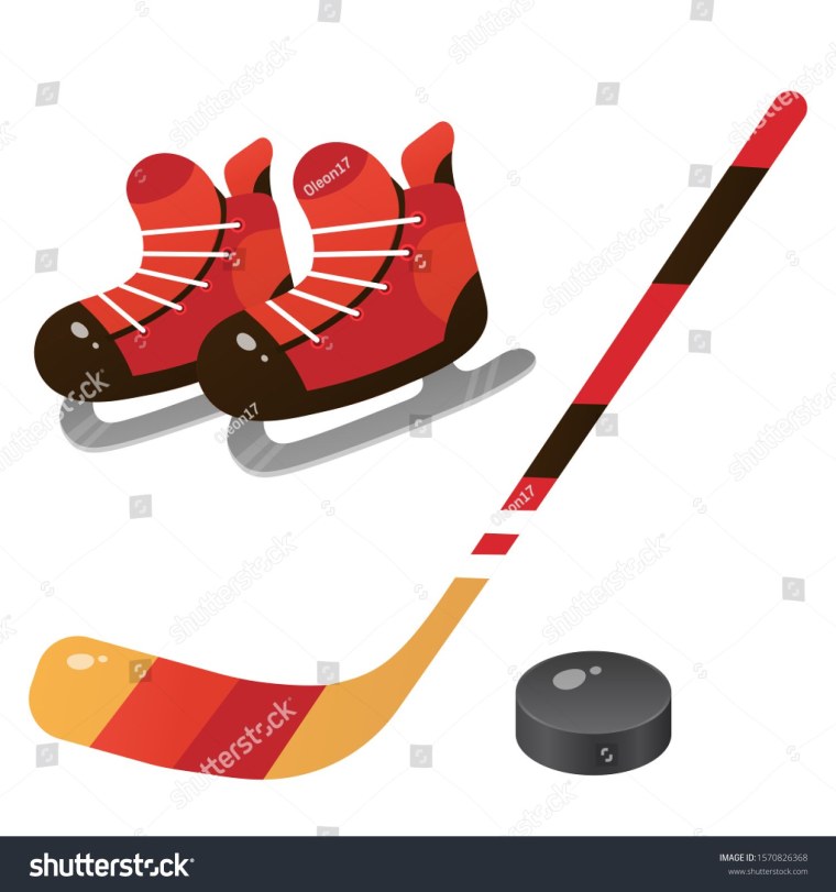 Хоккейная клюшка и шайба на прозрачном фоне