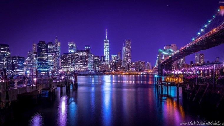 Ночной город Нью-Йорк 4к