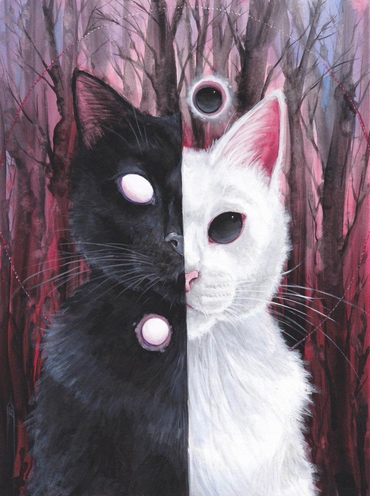 Белая кошка арт