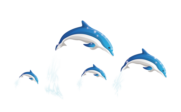 Дельфины на прозрачном фоне для фотошопа