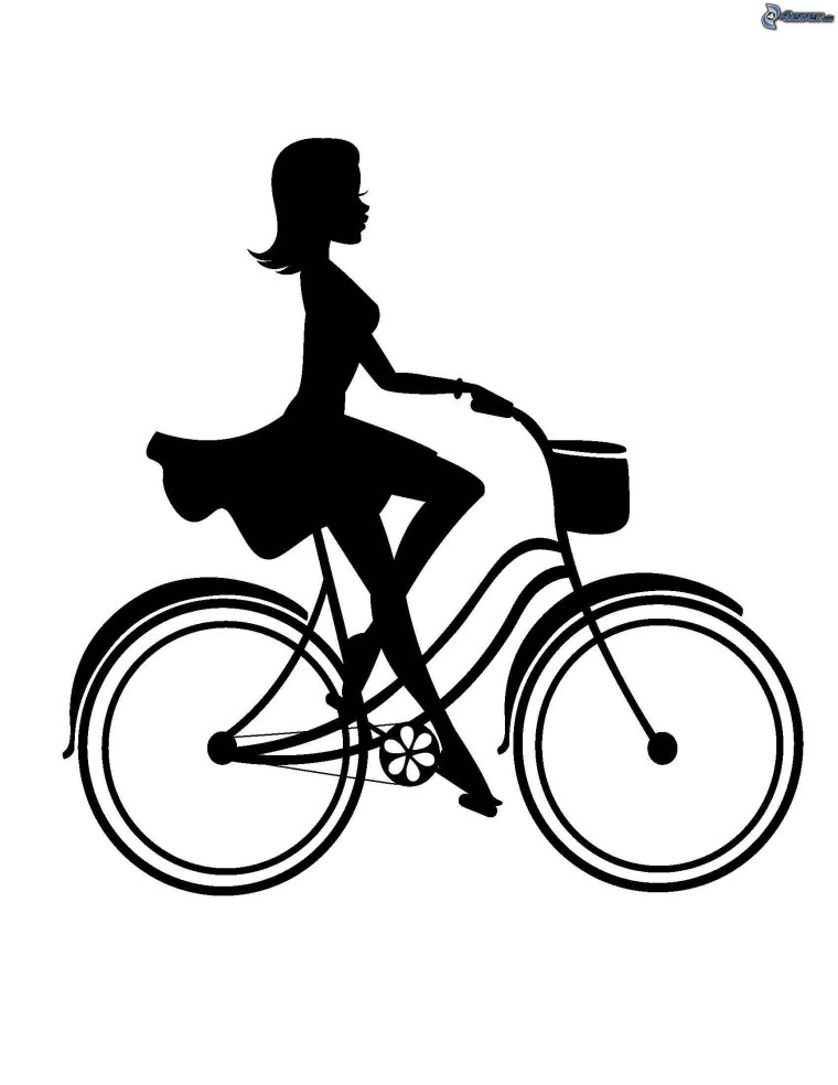 Силуэт девушки на велосипеде