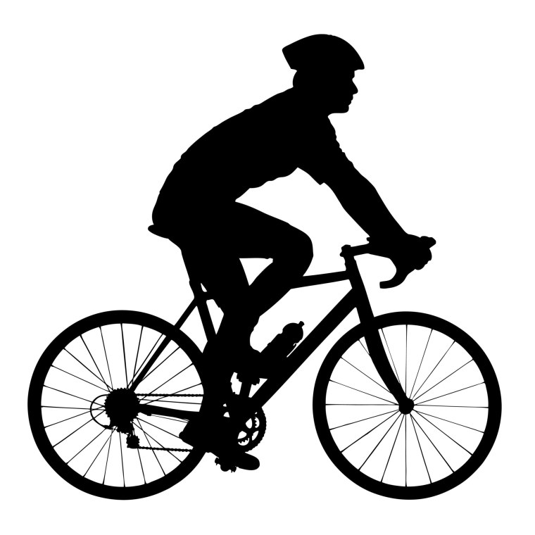 Человек на велосипеде чб